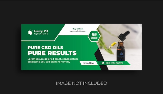 Banner de mídia social de óleo de cbd de produto de cânhamo ou modelo de capa do facebook