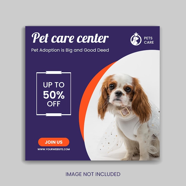 Banner de mídia social de pet shop facebook instagaram post cover template design concept vector premium