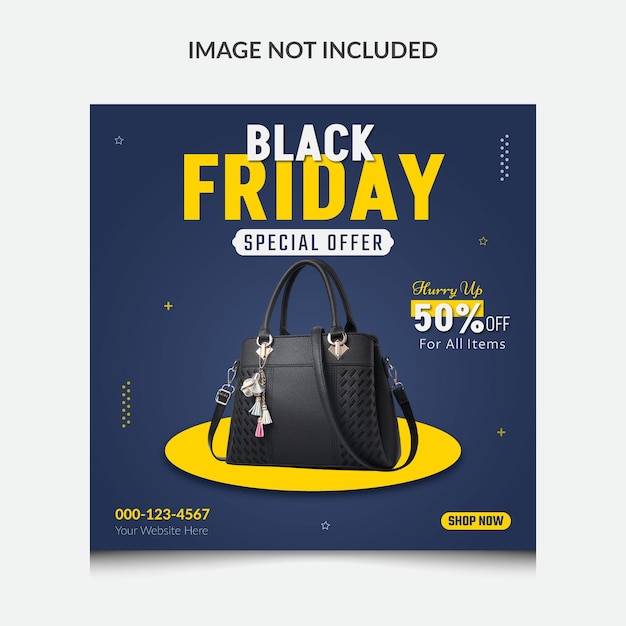 Banner de mídia social de sexta-feira negra e design de modelo de postagem do instagram