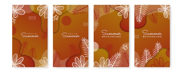 Banner de mídia social de verão com flores e folhas de verão tropical.