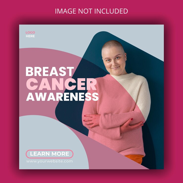 Banner de mídia social do mês de conscientização sobre o câncer de mama e modelo de postagem no instagram