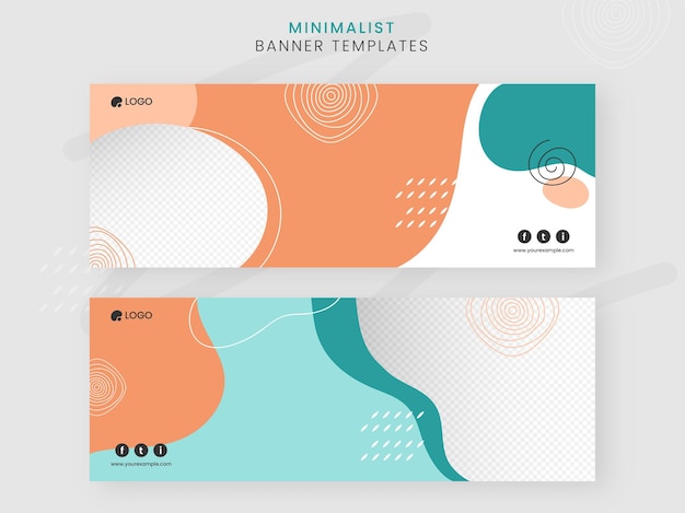 Banner de mídia social minimalista ou modelos com espaço de cópia em estilo abstrato.