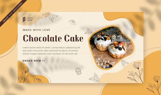 Banner de mídia social para venda de bolo de chocolate