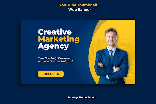Banner de miniatura do youtube de agência de marketing criativo ou modelo de design Vetor Premium