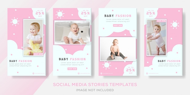 Banner de modelo de bebê para post de histórias de mídia social do instagram