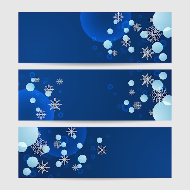 Banner de modelo de design de floco de neve azul de inverno