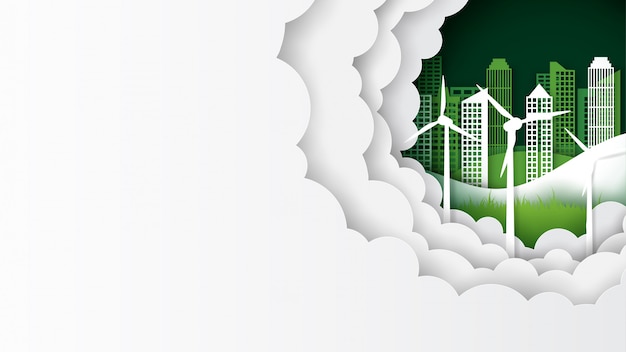 Banner de modelo de paisagem urbana verde eco