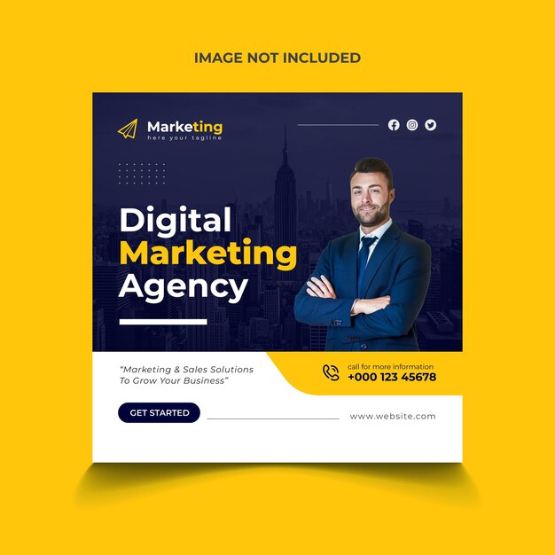 Banner de modelo de postagem de mídia social de marketing digital corporativo