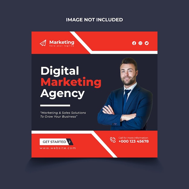 Banner de modelo de postagem de mídia social de marketing digital corporativo
