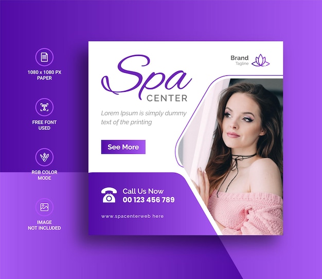 Banner de modelo de postagem de mídia social do beauty center