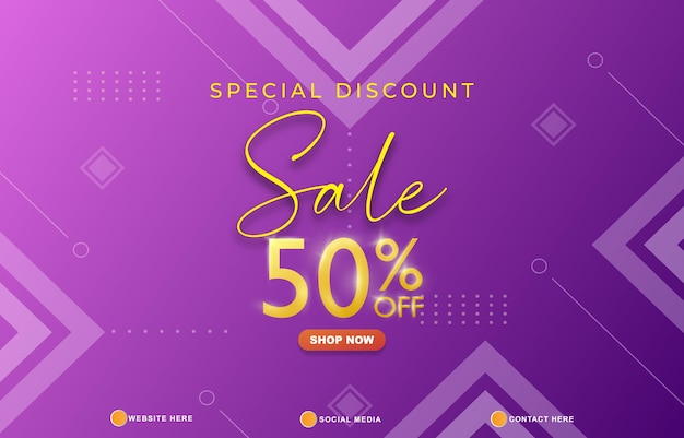 banner de modelo de venda de desconto especial com espaço de cópia para venda de produtos com desenho de fundo roxo com gradiente abstrato 015