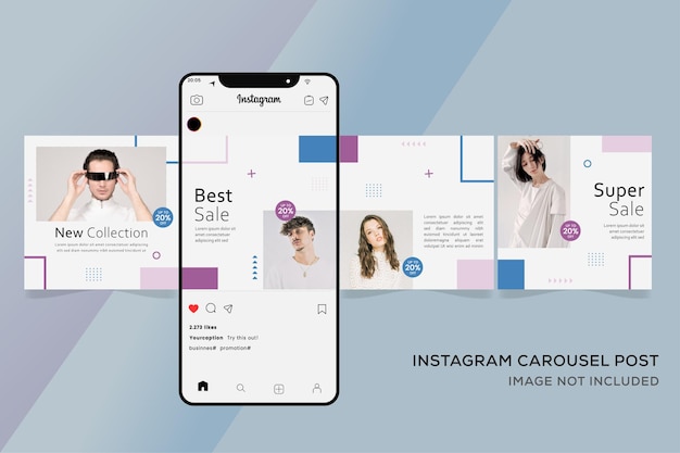 Vetor banner de modelos de crousel do instagram para venda de moda premium