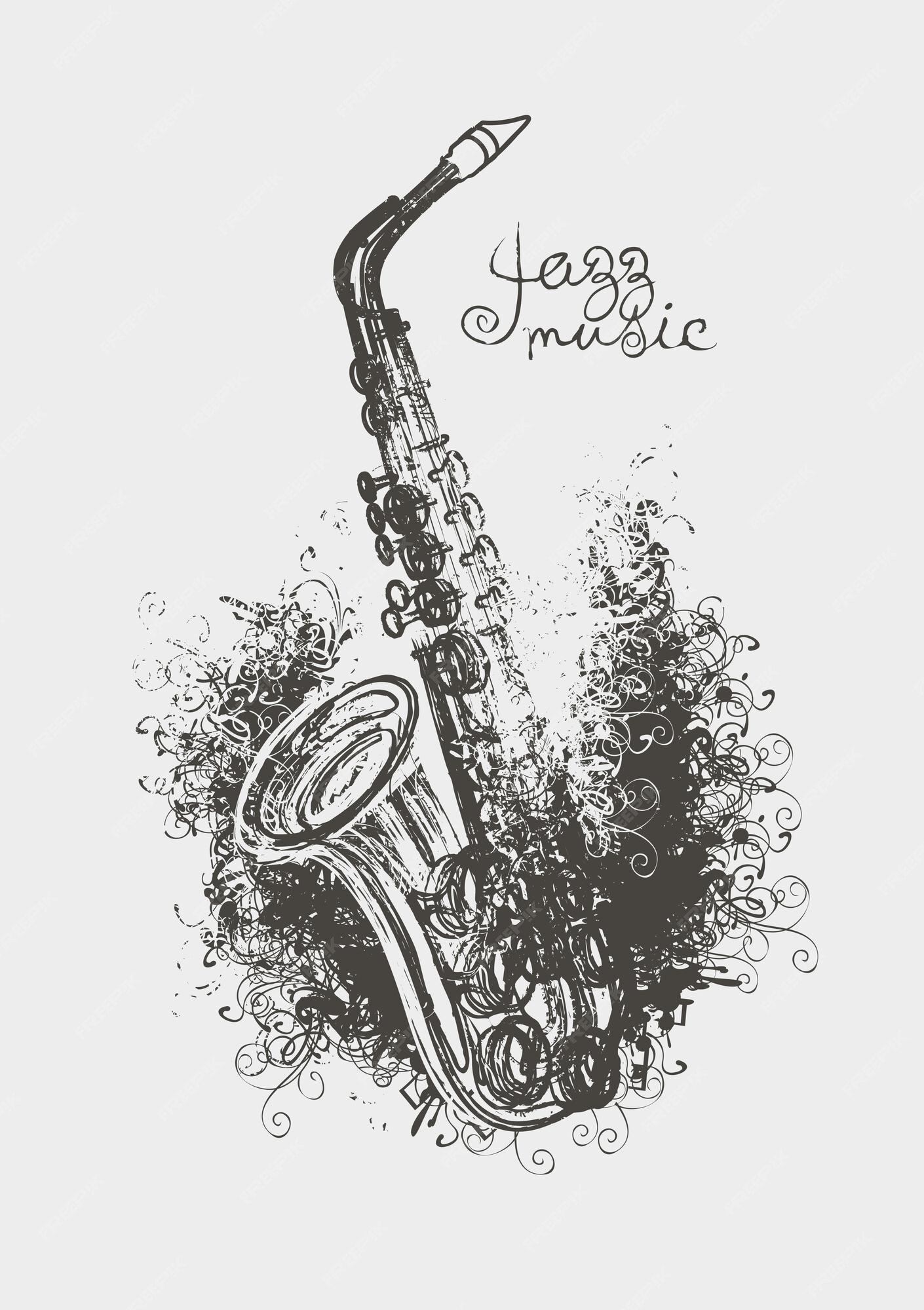 Cartaz Futurista Do Projeto Do Sumário Da Música Jazz E Do Festival Moderno  Da Dança Com O Jogador De Saxofone Do Músico No Fundo Preto. Ilustraciones  svg, vectoriales, clip art vectorizado libre