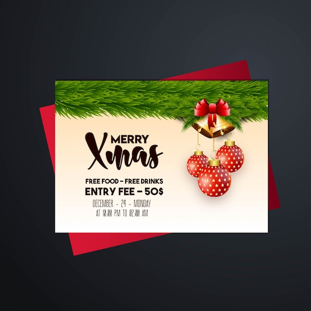 Vetor banner de natal com decoração elegante