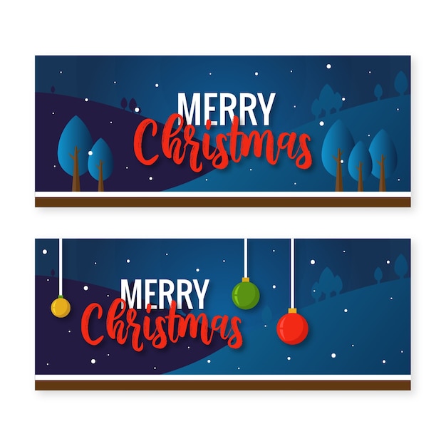 Vetor banner de natal horizontal com fundo azul