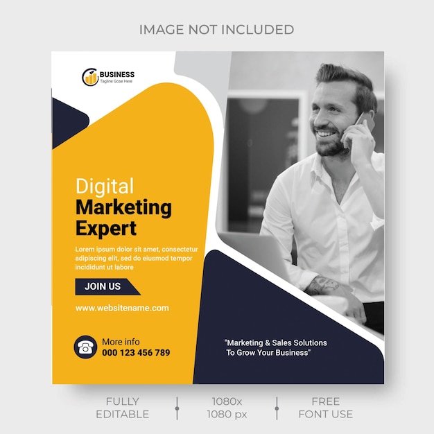 Banner de negócio de marketing digital ou modelo de postagem em redes sociais