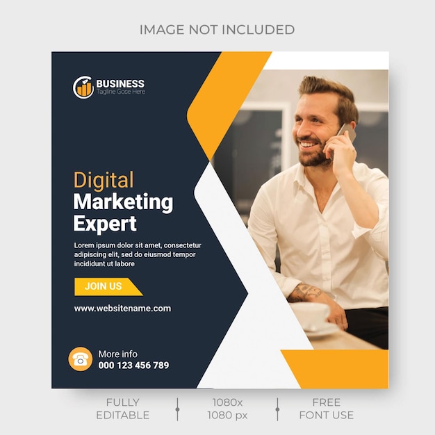 Banner de negócio de marketing digital ou modelo de postagem em redes sociais