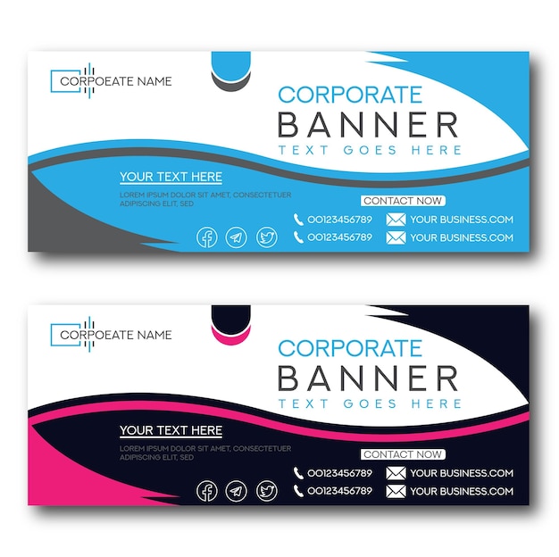 banner de negócios vetorial azul e branco e qualquer design vetorial de cor