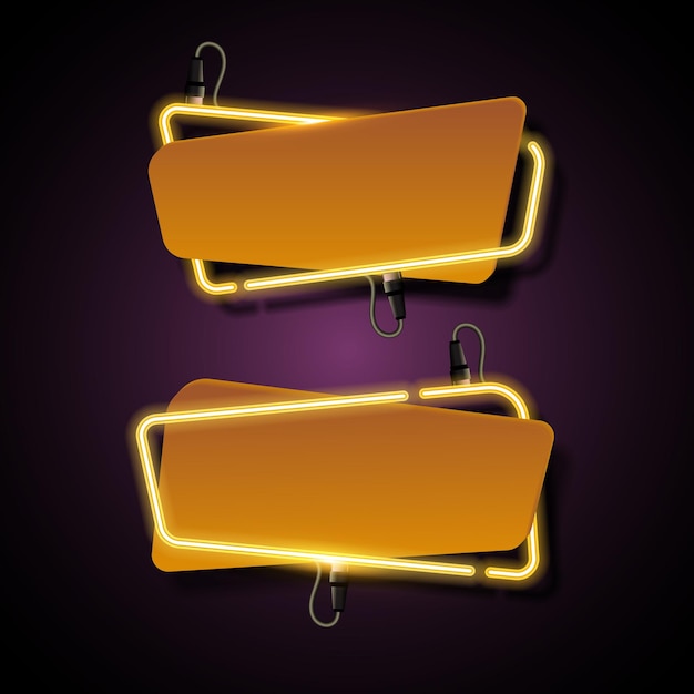 Banner de neon abstrato dourado Banner de neon Design de neon abstrato Banner retrô