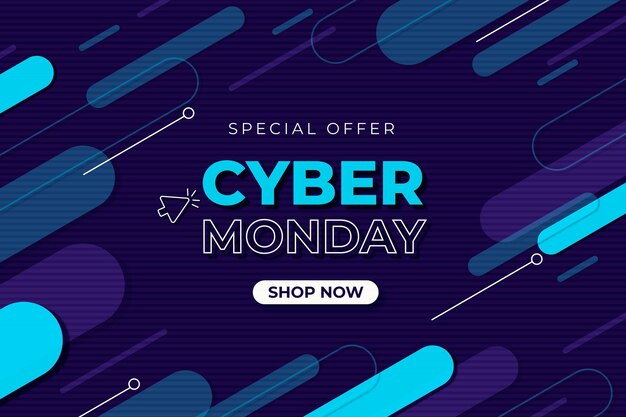 Banner de oferta de design plano de cyber monday