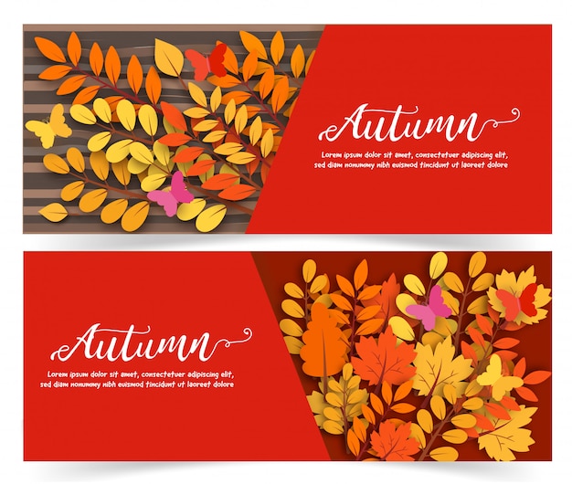 Banner de outono em estilo aquarela.