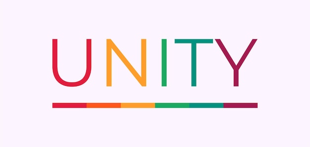 Banner de palavra UNITY com bandeiras de orgulho Bandeira de orgulho LGBT Ilustração tipográfica vetorial para a comunidade gay