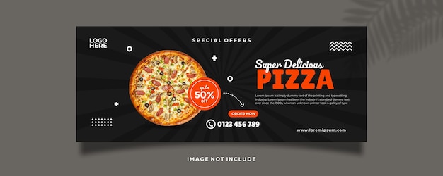 Banner de Pizza Moderna Laranja Negra