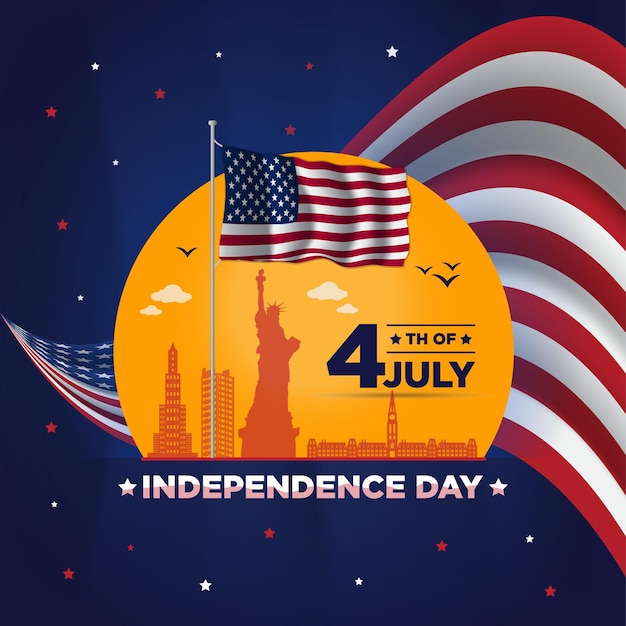 Vetor banner de postagem de mídia social do dia da independência dos eua ou estados unidos da américa para 4 de julho