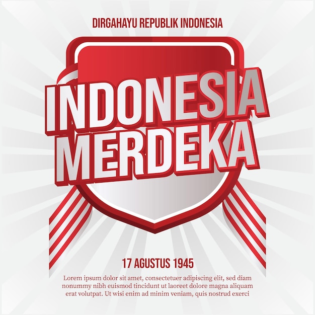 Banner de postagem de mídia social saudando o dia da independência da indonésia