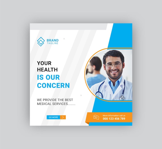 Vetor banner de prevenção de saúde ou folheto quadrado para mídia social postar modelo