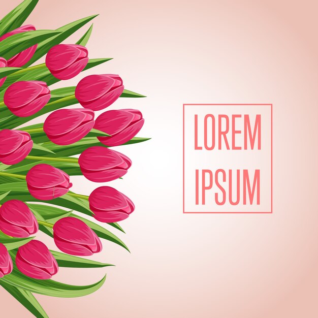 Banner de primavera com espaço de tulipa e cópia florescendo