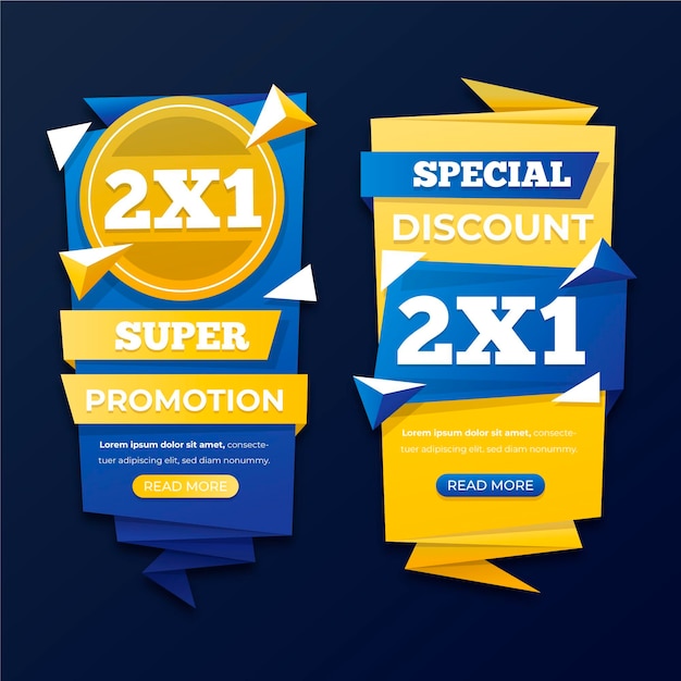 Vetor banner de promoção 2x1