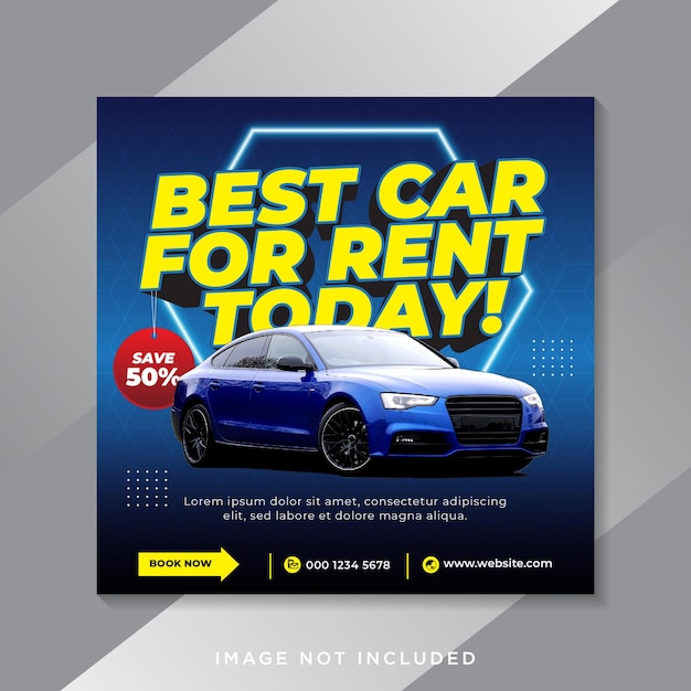 Banner de promoção de aluguel de automóveis para modelo de postagem de instagram em mídia social