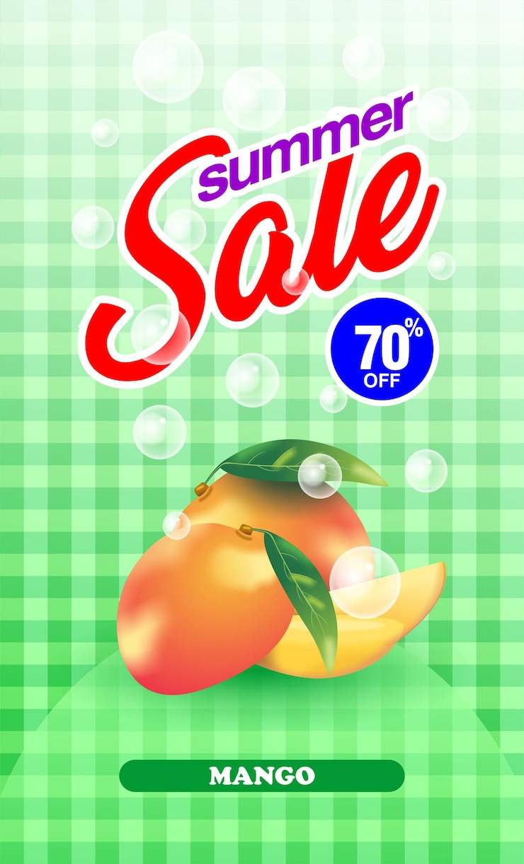 Vetor banner de promoção de manga com fruta de verão