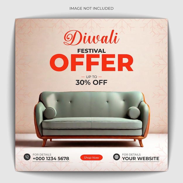 Vetor banner de promoção de mega venda de diwali com móveis