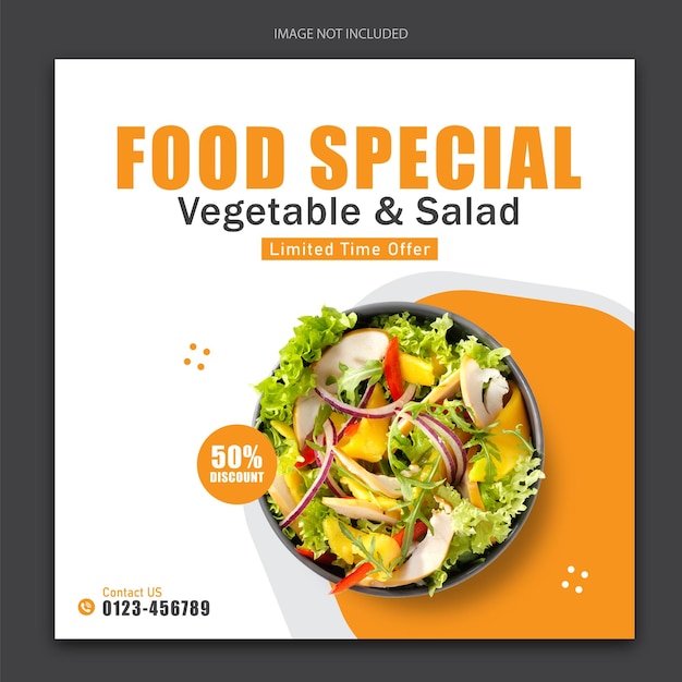 Banner de promoção de menus de comida nas redes sociais e no Instagram