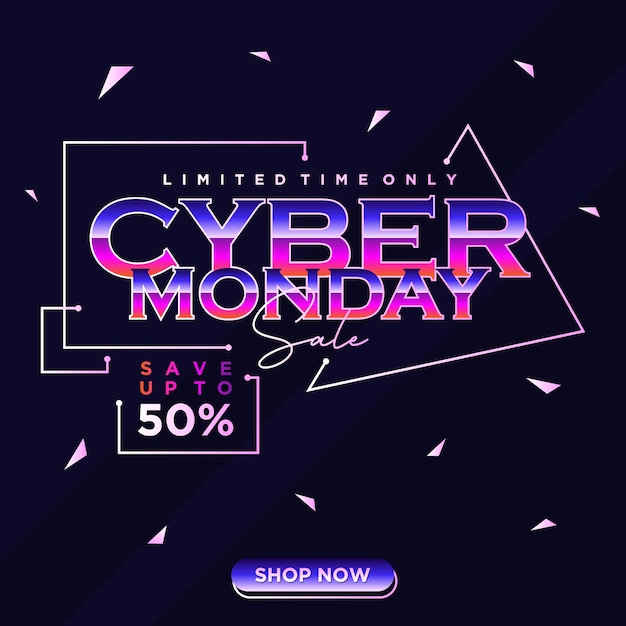 Vetor banner de promoção de venda cyber monday apenas por tempo limitado ilustração vetorial