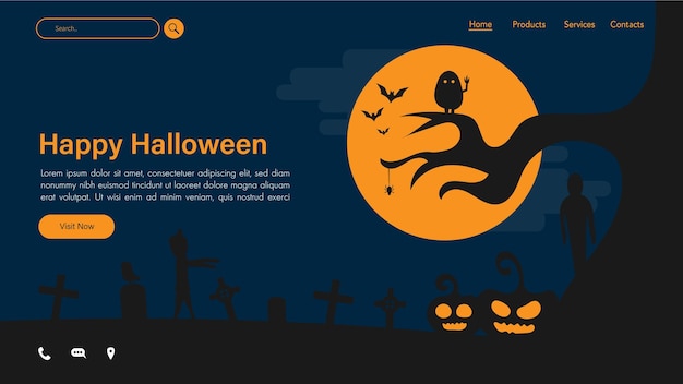 Banner de promoção de venda de halloween para site ou página de destino