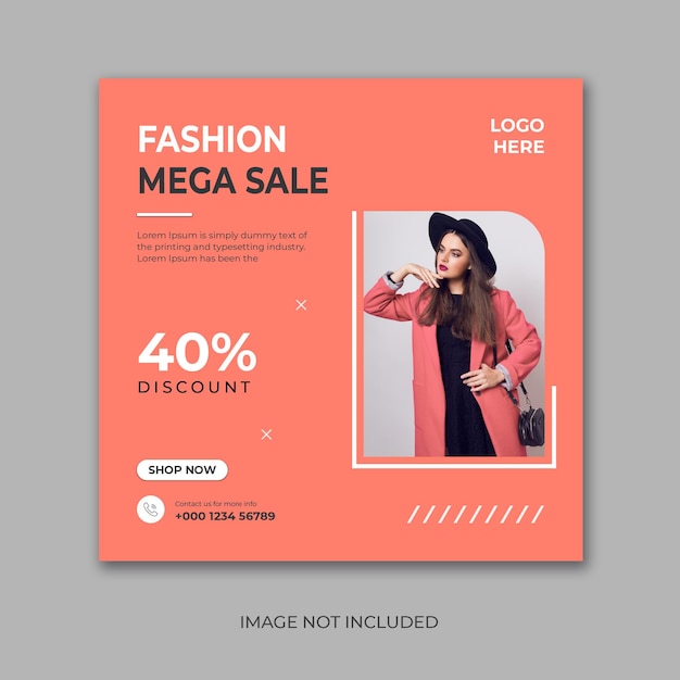 Banner de promoção de vendas de moda modelo de postagem de mídia social