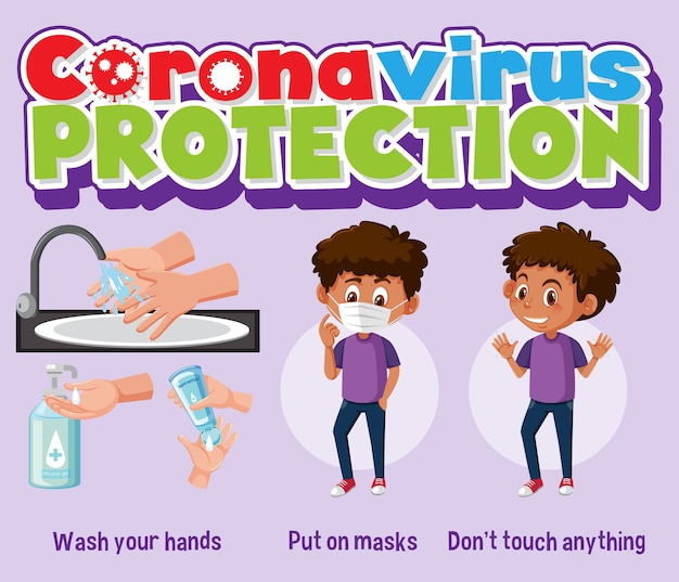 Banner de proteção contra coronavírus com prevenção covid-19