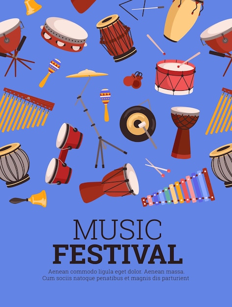 Banner de publicidade do festival de música ou ilustração em vetor de desenho animado plano