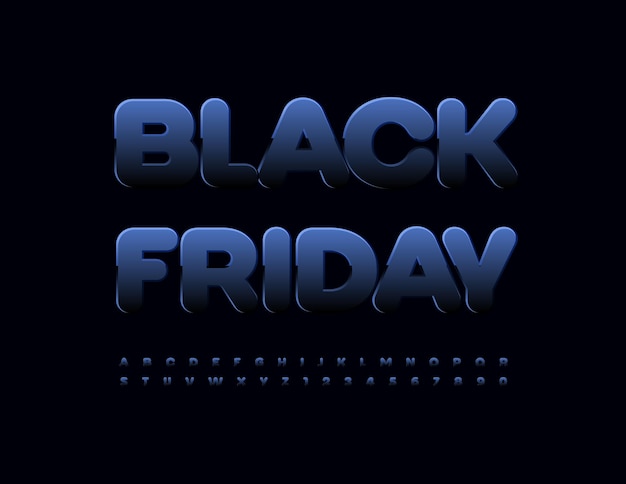 Banner de publicidade vetorial black friday com fonte elegante. conjunto de letras e números do alfabeto brilhante