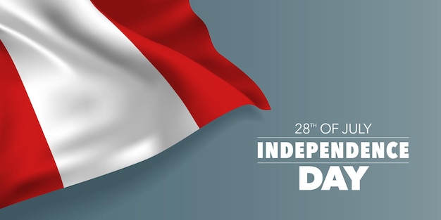 Vetor banner de saudação feliz dia da independência do peru com modelo de texto