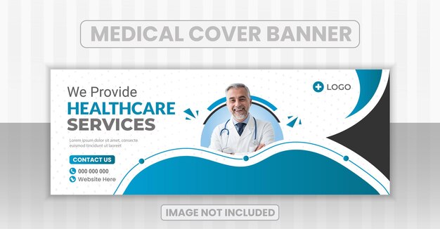 Banner de serviços de saúde médicos e odontológicos e modelo de design de capa de cronograma do facebook do medicare