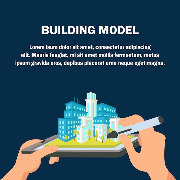 Banner de site modelo de construção. arquitectura da cidade 3d.