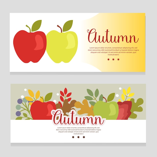 Banner de tema outono bonito com estilo simples de apple