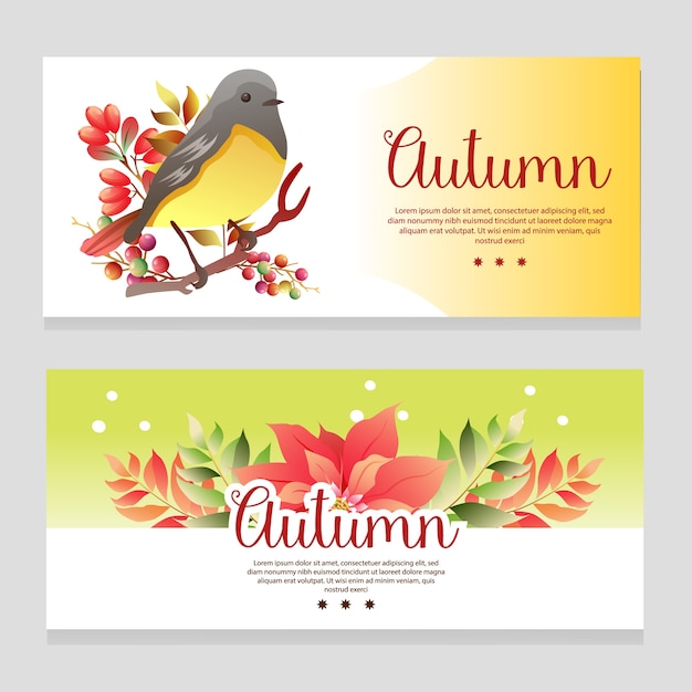 Banner de tema outono bonito com o canto dos pássaros