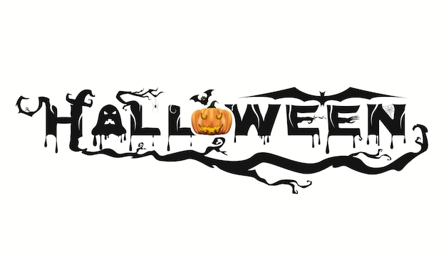 Banner De Texto Halloween Feliz Com Estilo De Pincel Isolado Em