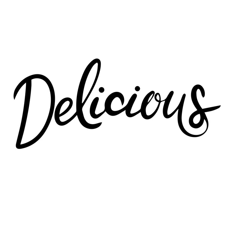 Vetor banner de texto delicioso isolado em fundo transparente arte vetorial desenhada à mão