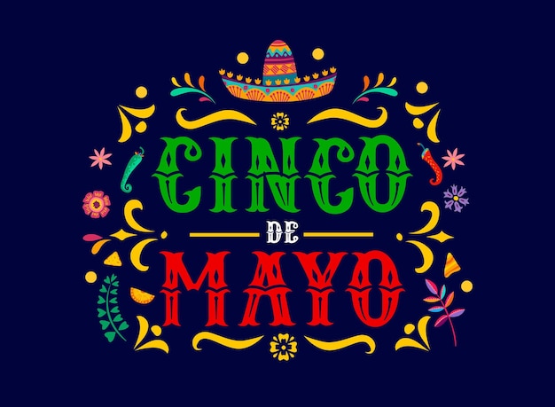 Banner de tipografia do feriado mexicano cinco de mayo